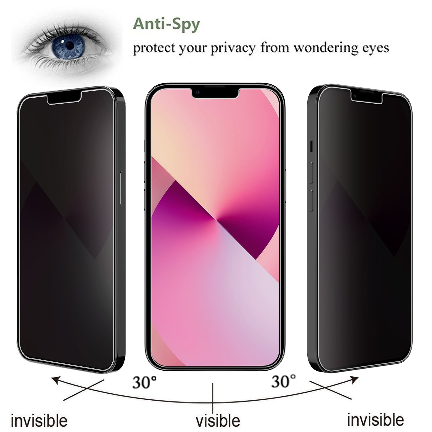 MyBat Privacy Tempered Glass Screen Protector (2.5D) for Apple iPhone 17e / 16e / 14 / 13 Pro / 13 - Black - MIP13PSC67-3.jpg