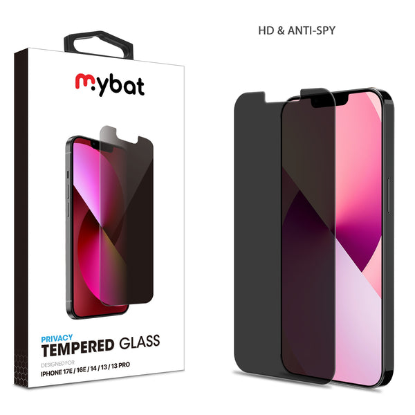 MyBat Privacy Tempered Glass Screen Protector (2.5D) for Apple iPhone 17e / 16e / 14 / 13 Pro / 13 - Black - MIP13PSC67.JPG