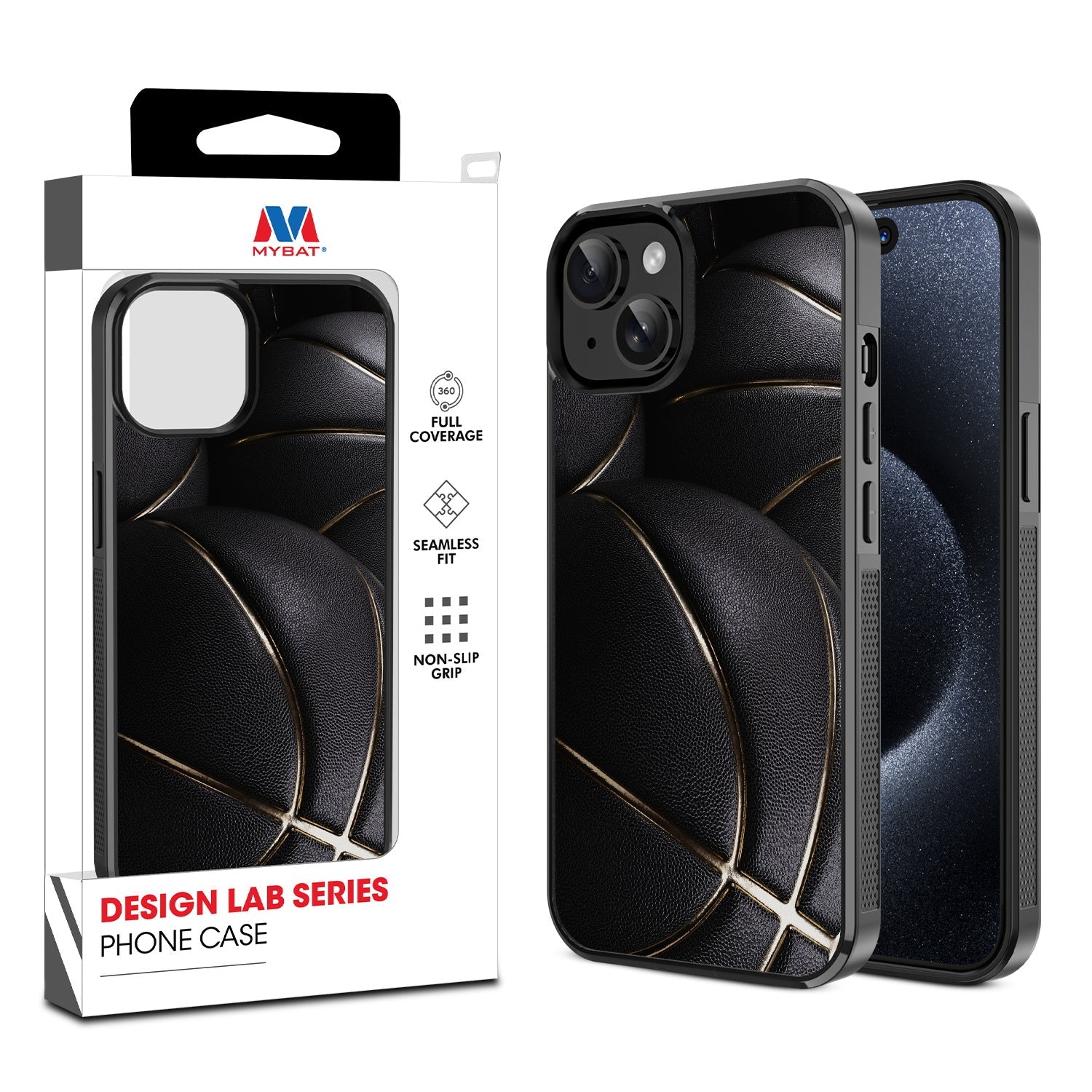 MyBat Design Lab Series Case for Apple iPhone 17e / 16e / 14 / 13 - Black Basketballs