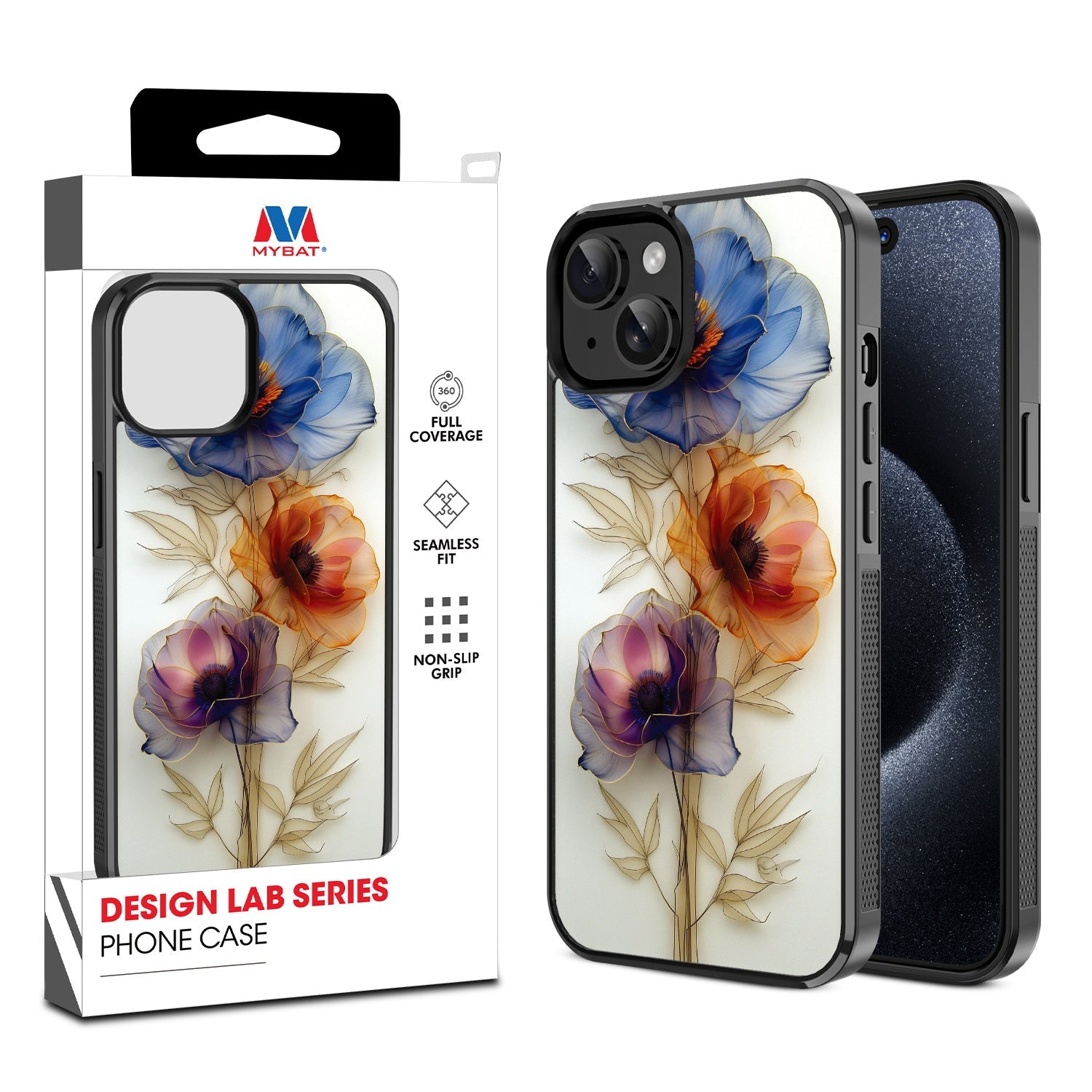 MyBat Design Lab Series Case for Apple iPhone 17e / 16e / 14 / 13 - Pressed Flowers