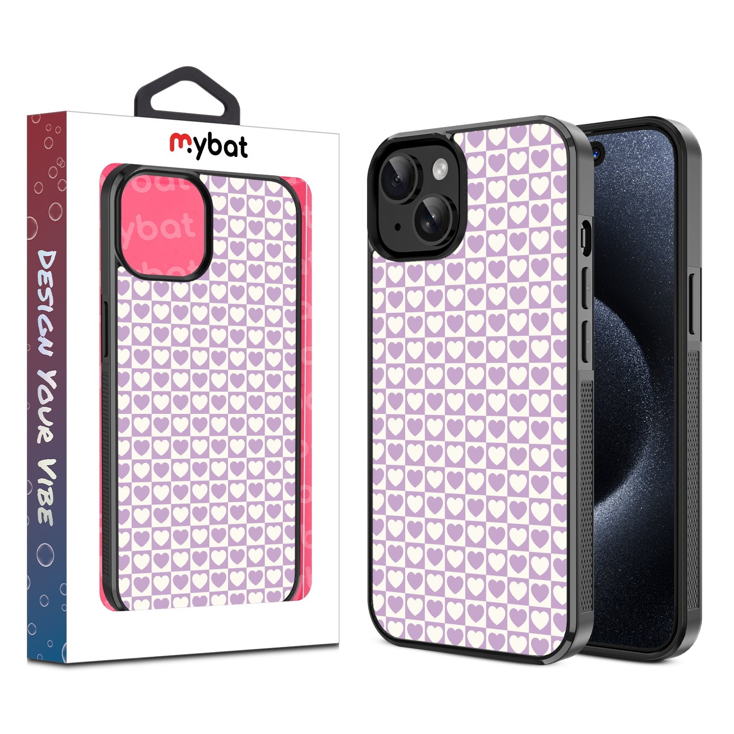 MyBat Design Lab Series Case for Apple iPhone 17e / 16e / 14 / 13 - Heart Grid