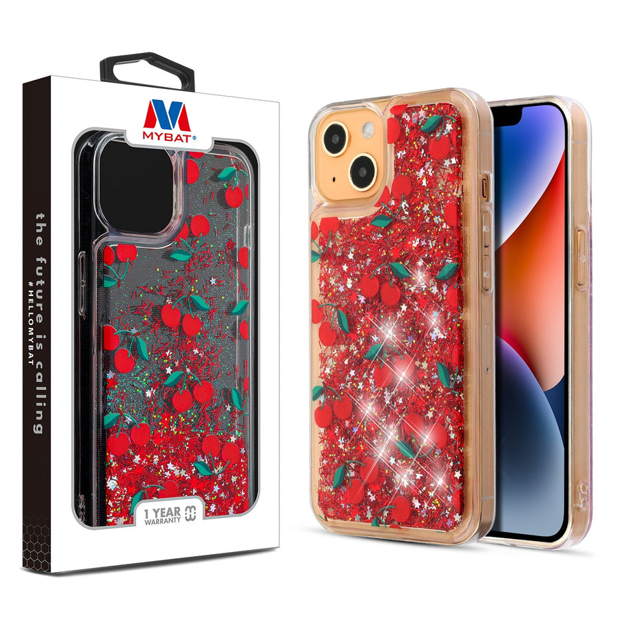 MyBat Quicksand Glitter Hybrid Protector Cover for Apple iPhone 14 Plus - Cherry