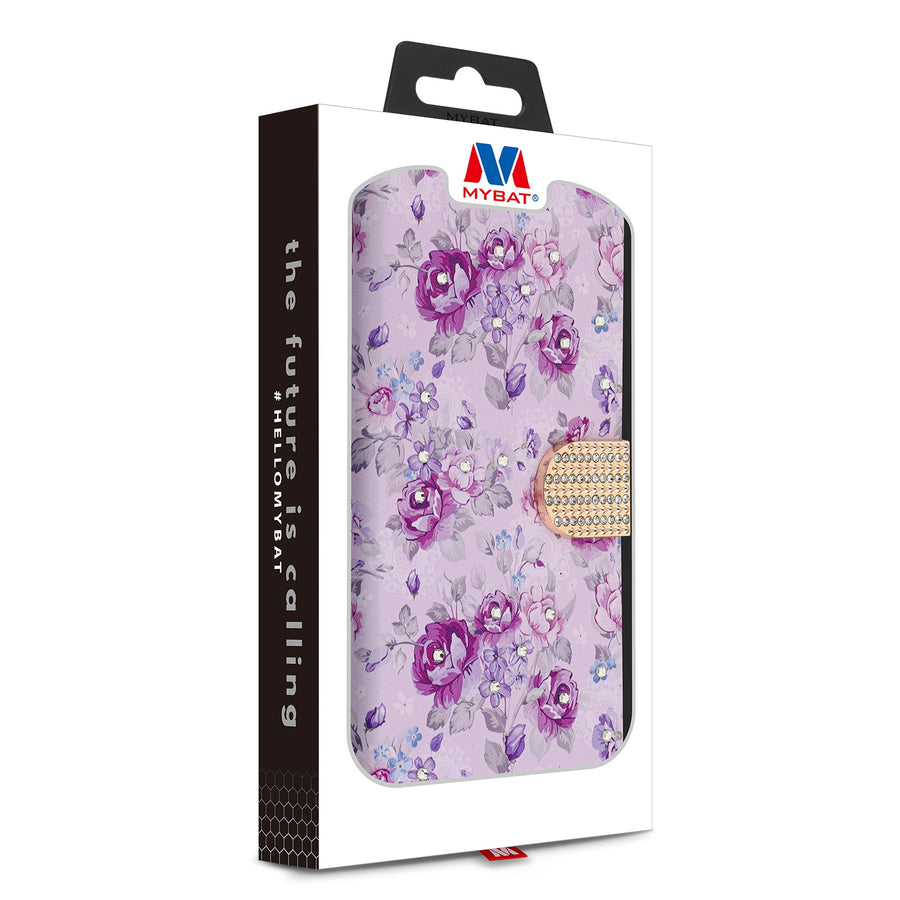MyBat MyJacket Wallet Diamond Series for Apple iPhone 14 Plus - Fresh Purple Flowers - MIP14MPCMJD103-6.jpg