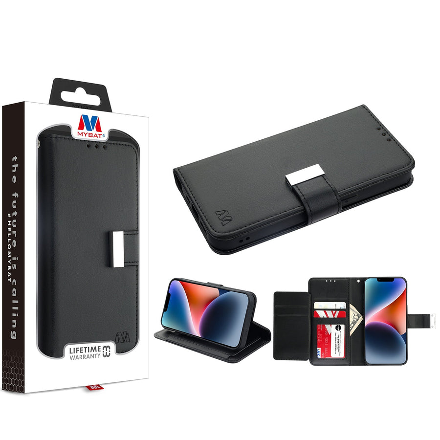 MyBat MyJacket Wallet Xtra Series for Apple iPhone 14 Plus - Black / Black