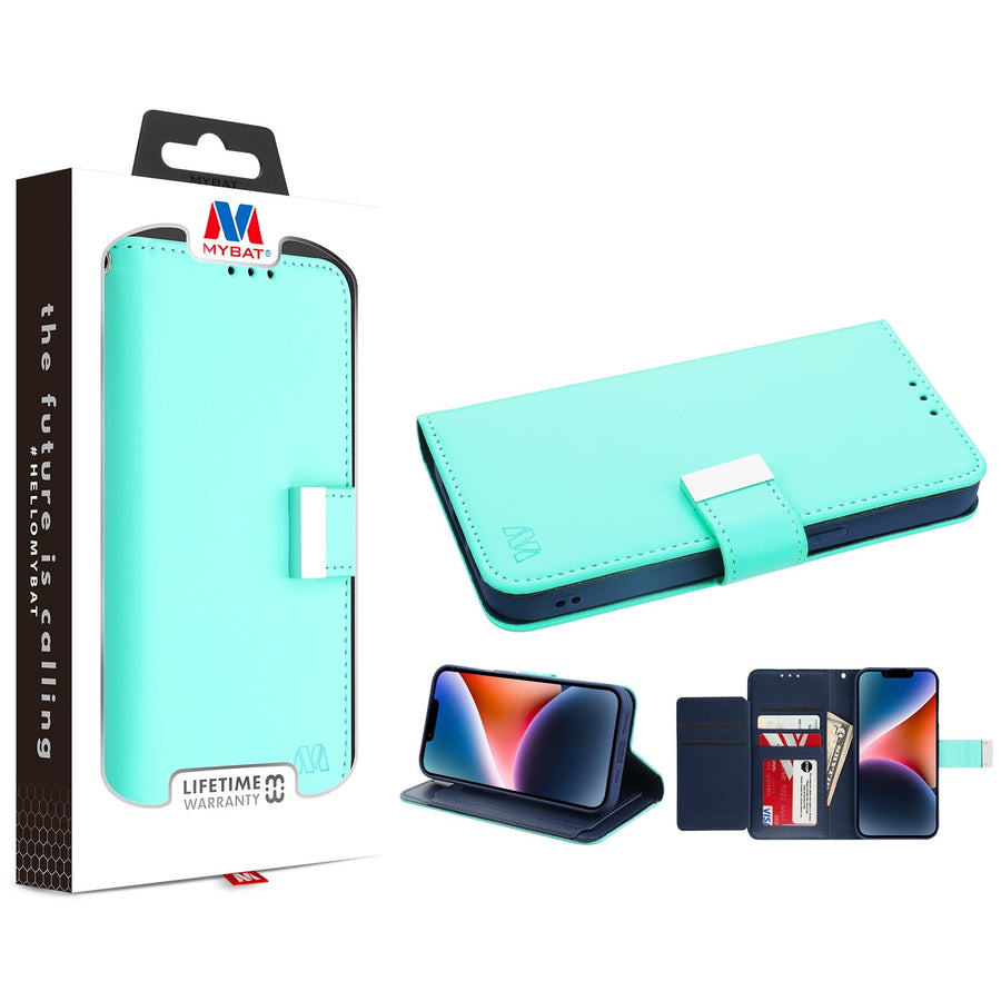 MyBat MyJacket Wallet Xtra Series for Apple iPhone 14 Plus - Teal Green / Dark Blue