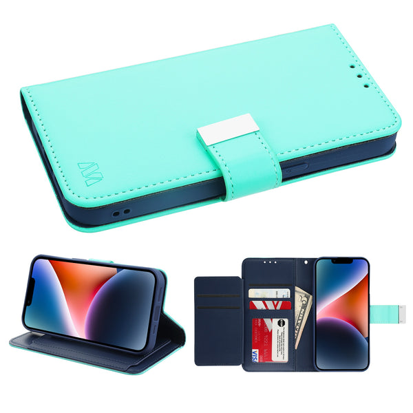 MyBat MyJacket Wallet Xtra Series for Apple iPhone 14 Plus - Teal Green / Dark Blue - MIP14MPCMJG038-2.jpg
