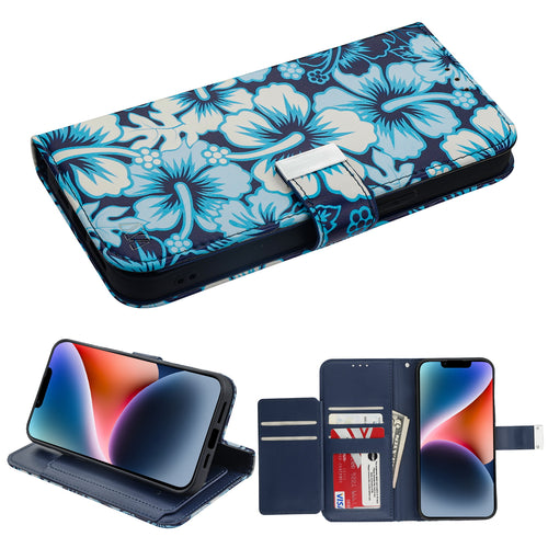 MyBat MyJacket Wallet Xtra Series with RFID Blocking for Apple iPhone 14 Plus - Blue Hibiscus - MIP14MPCMJG092-2.jpg