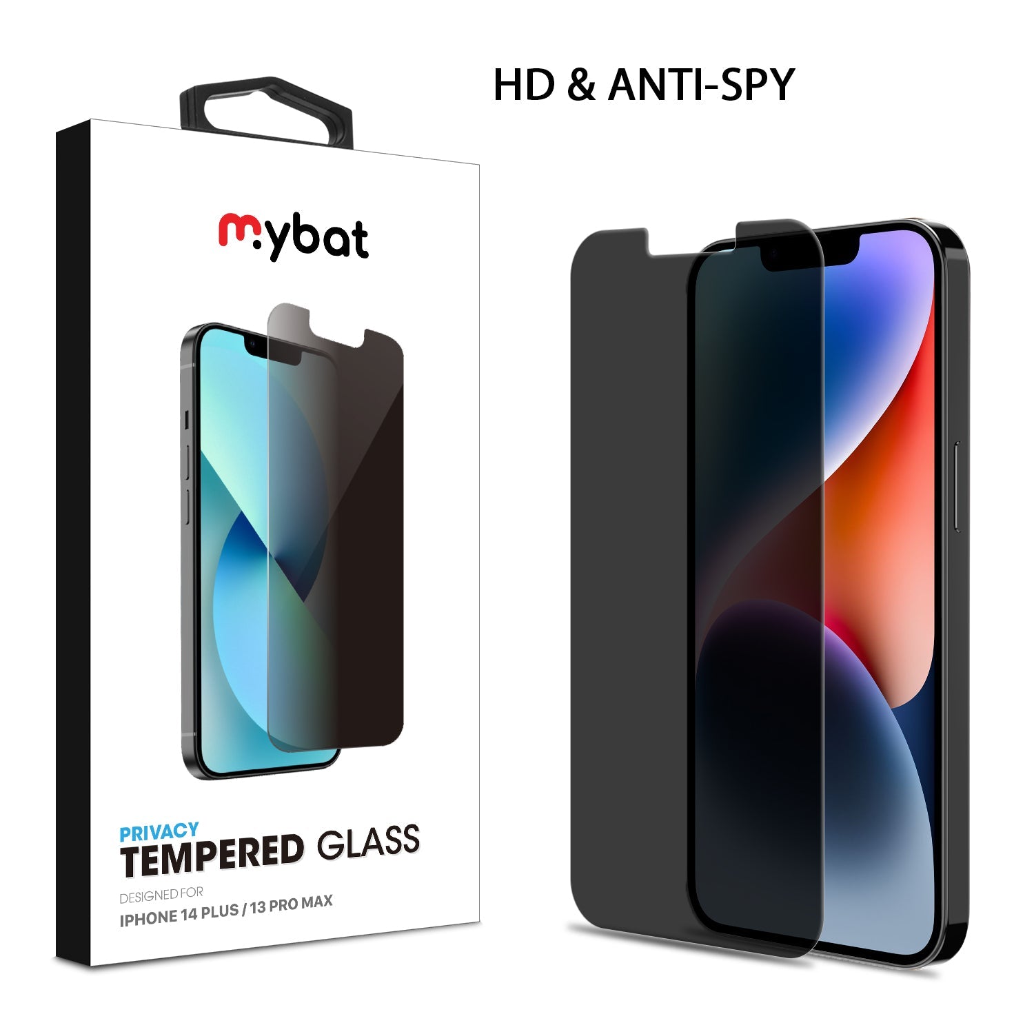 MyBat Privacy Tempered Glass Screen Protector (2.5D) for Apple iPhone 14 Plus / 13 Pro Max - Black