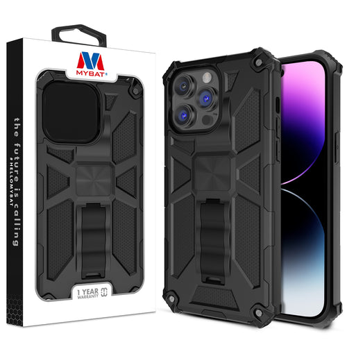 MyBat Sturdy Hybrid Protector Cover (with Stand) for Apple iPhone 14 Pro - Black / Black - MIP14PCSFSSS001-1.jpg