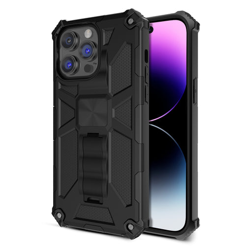 MyBat Sturdy Hybrid Protector Cover (with Stand) for Apple iPhone 14 Pro - Black / Black - MIP14PCSFSSS001-2.jpg