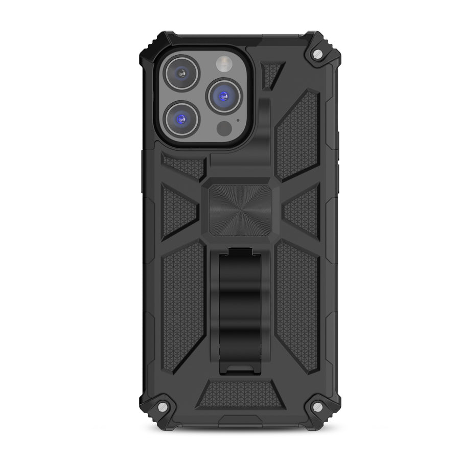 MyBat Sturdy Hybrid Protector Cover (with Stand) for Apple iPhone 14 Pro - Black / Black - MIP14PCSFSSS001-3.jpg