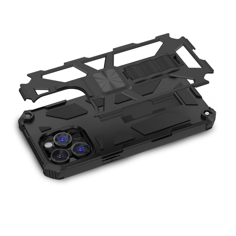 MyBat Sturdy Hybrid Protector Cover (with Stand) for Apple iPhone 14 Pro - Black / Black - MIP14PCSFSSS001-8.jpg