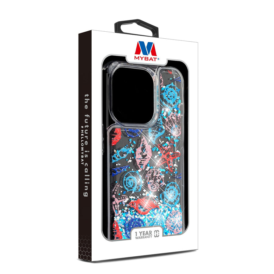 MyBat Quicksand Glitter Hybrid Protector Cover for Apple iPhone 14 Pro Max - Seashells