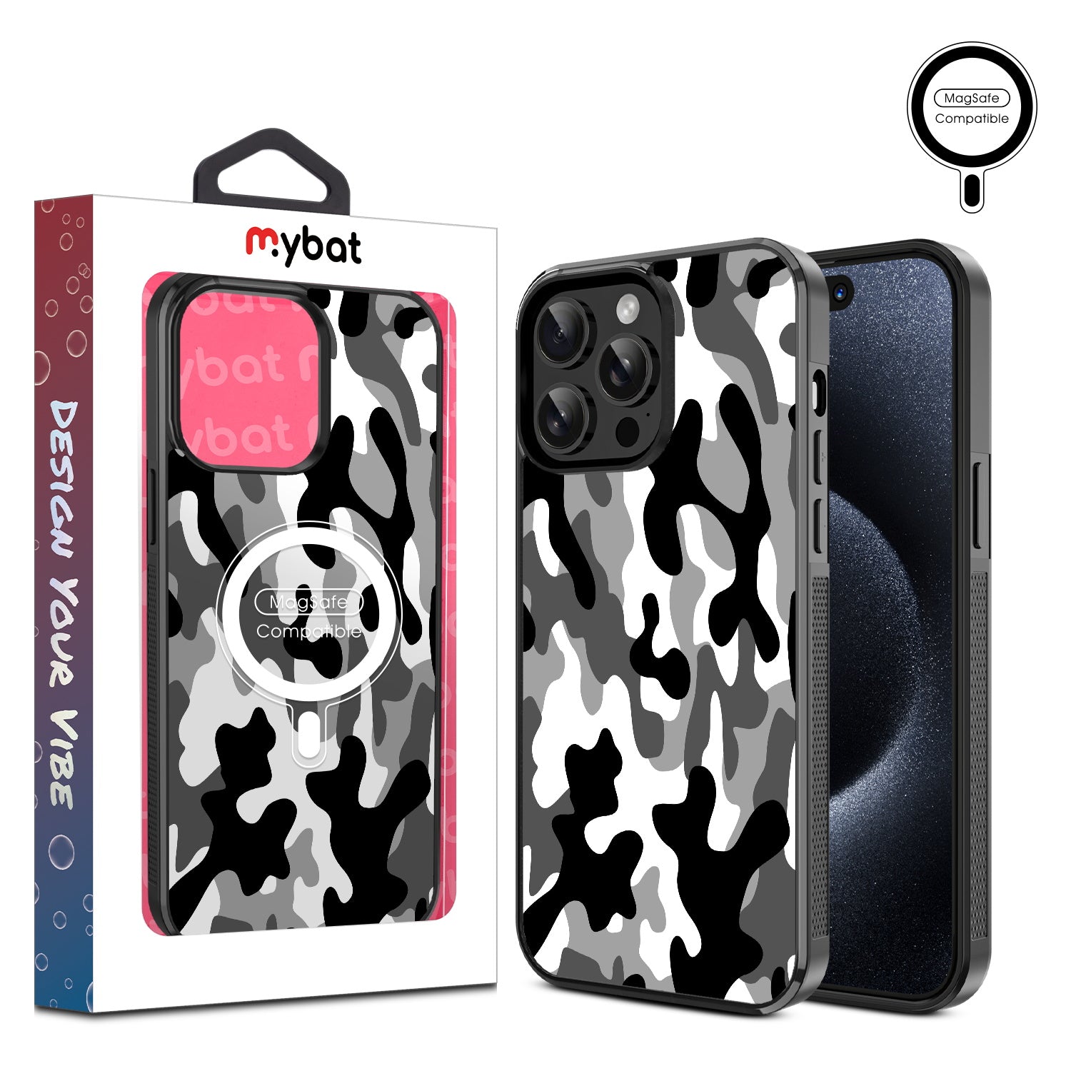 MyBat Design Lab Series MagSafe Case for Apple iPhone 14 Pro Max (6.7) - Black & White Camouflage