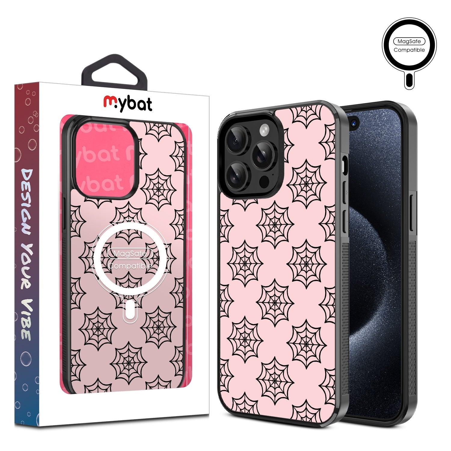 MyBat Design Lab Series MagSafe Case for Apple iPhone 14 Pro Max (6.7) - Pink Spider Web