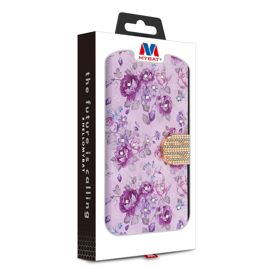 MyBat MyJacket Wallet Diamond Series for Apple iPhone 14 Pro Max - Fresh Purple Flowers - MIP14PMPCMJD103-6.jpg