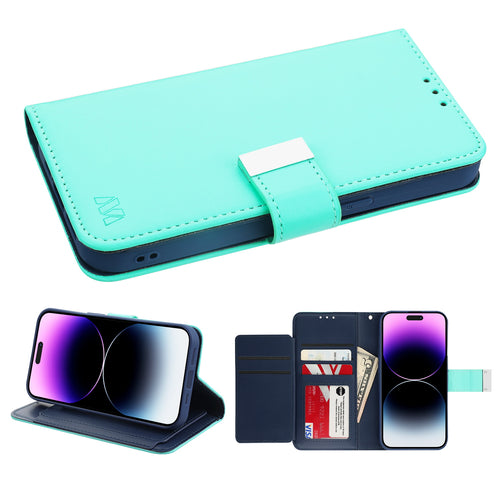 MyBat MyJacket Wallet Xtra Series for Apple iPhone 14 Pro Max - Teal Green / Dark Blue - MIP14PMPCMJG038-2.jpg