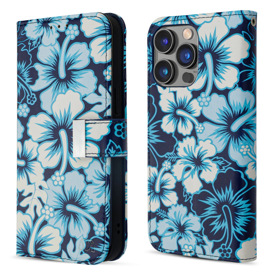 MyBat MyJacket Wallet Xtra Series with RFID Blocking for Apple iPhone 14 Pro Max - Blue Hibiscus - MIP14PMPCMJG092-6.jpg