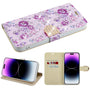 MyBat MyJacket Wallet Diamond Series for Apple iPhone 14 Pro - Fresh Purple Flowers - MIP14PPCMJD103-2.jpg