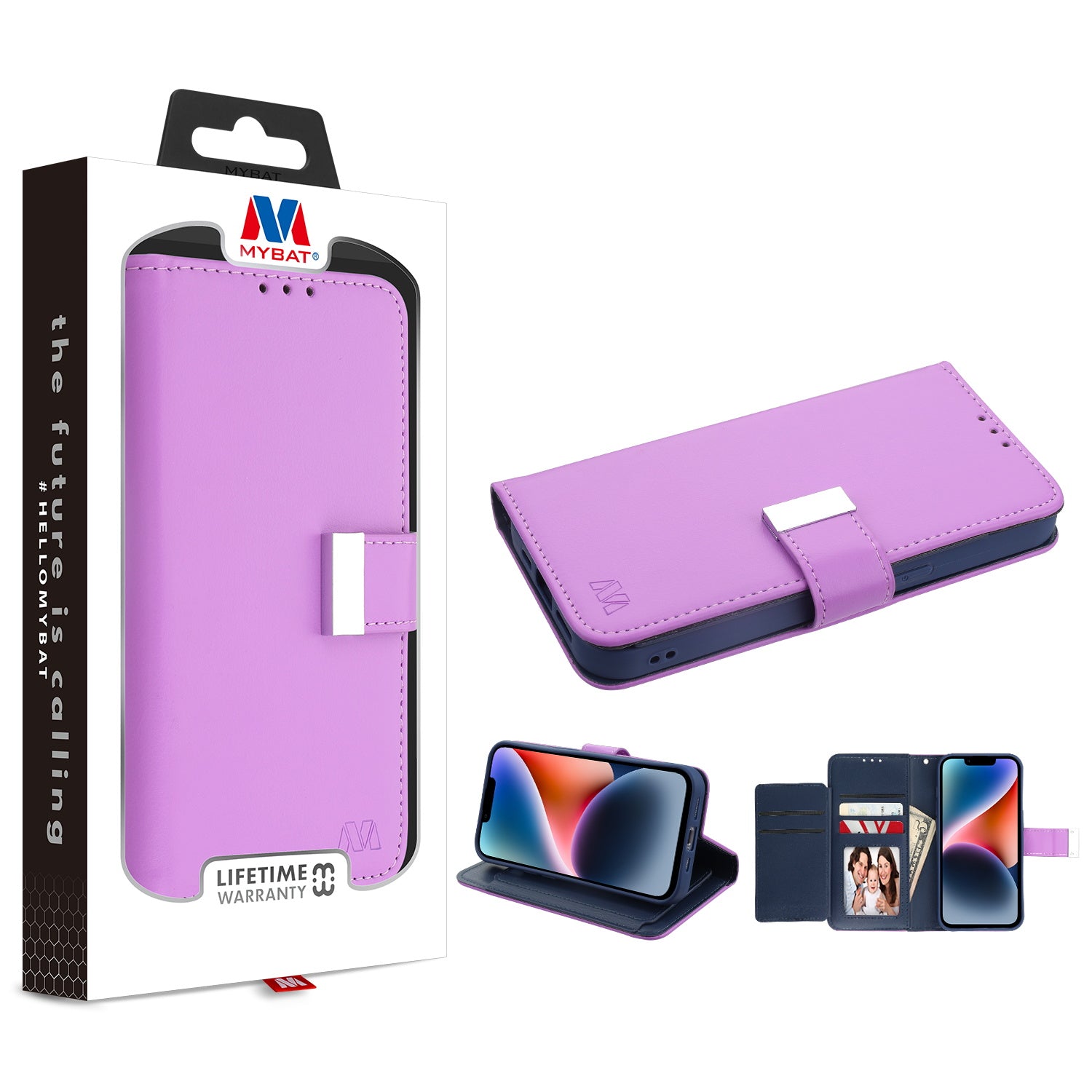 MyBat MyJacket Wallet Xtra Series for Apple iPhone 14 Pro - Purple / Dark Blue