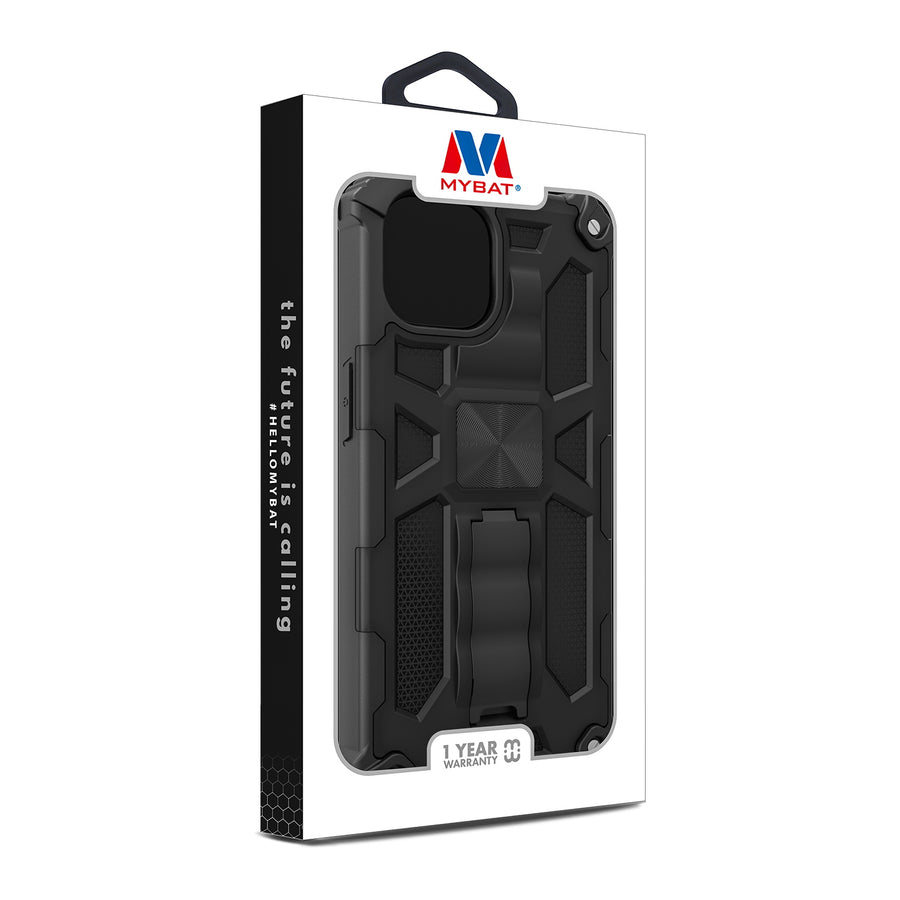 MyBat Sturdy Hybrid Protector Cover (with Stand) for Apple iPhone 15 - Black / Black - MIP15CSFSSS001-10.jpg