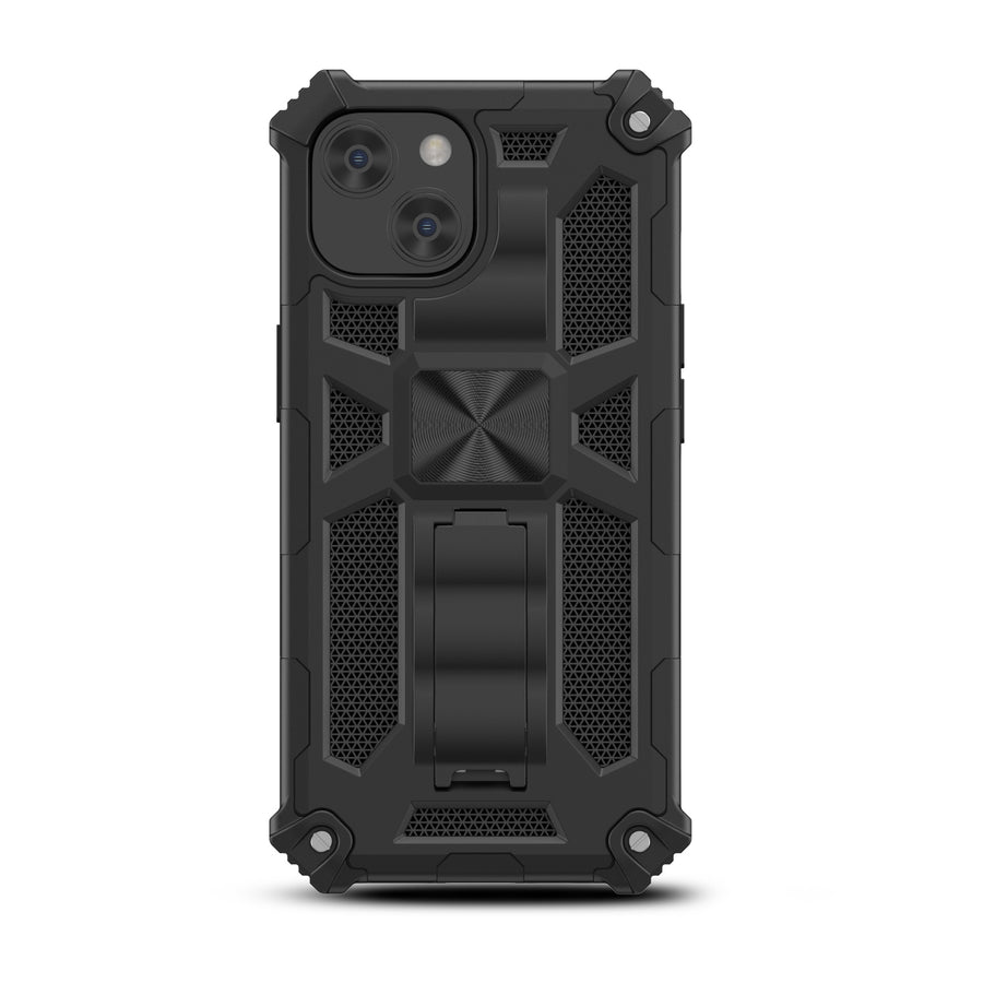 MyBat Sturdy Hybrid Protector Cover (with Stand) for Apple iPhone 15 - Black / Black - MIP15CSFSSS001-3.jpg