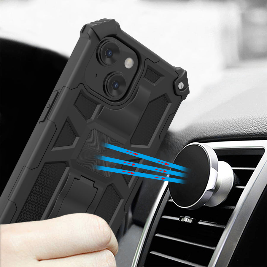 MyBat Sturdy Hybrid Protector Cover (with Stand) for Apple iPhone 15 - Black / Black - MIP15CSFSSS001-9.jpg