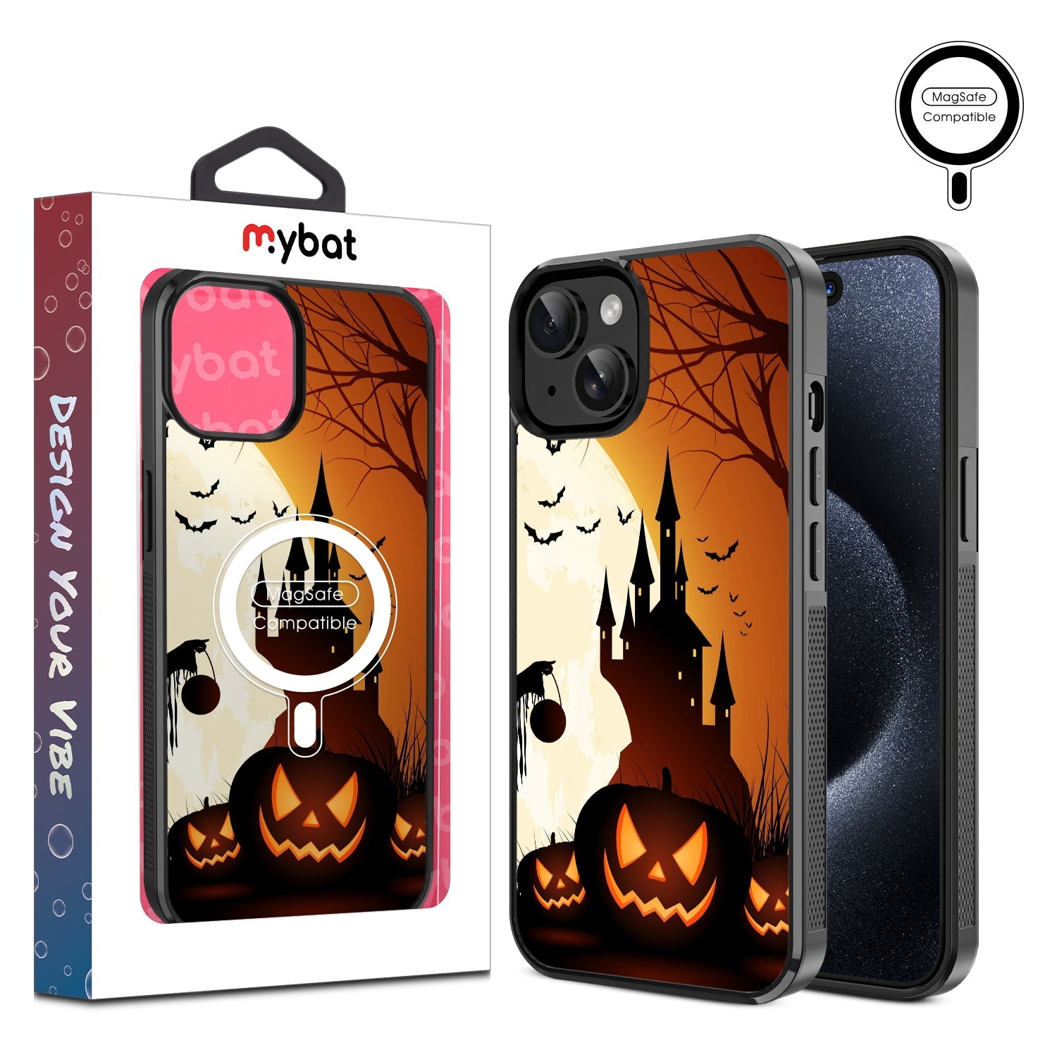 MyBat Design Lab Series MagSafe Case for Apple iPhone 15 (6.1) - Spooky Pumpkin Patch