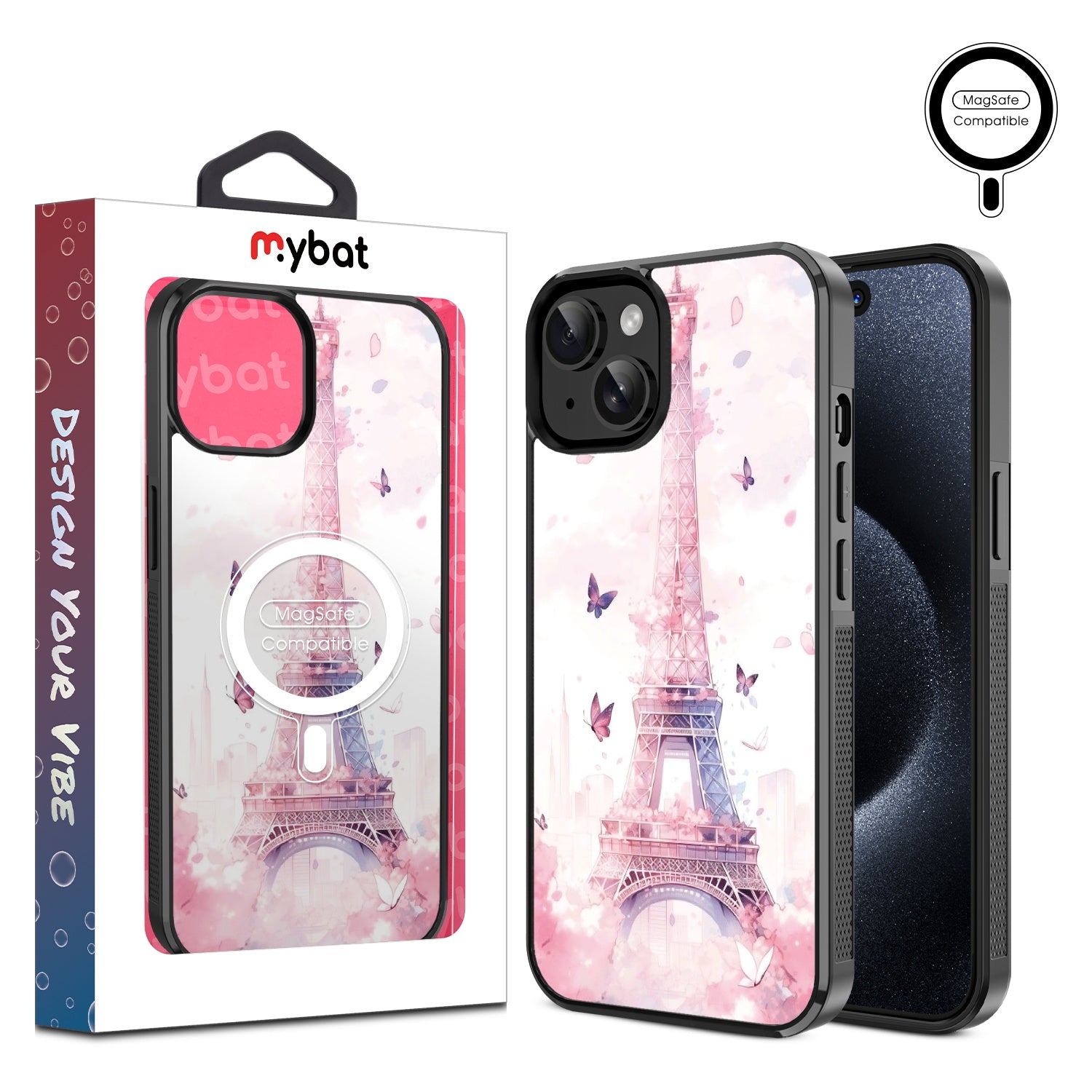 MyBat Design Lab Series MagSafe Case for Apple iPhone 15 (6.1) - Parisian Butterflies
