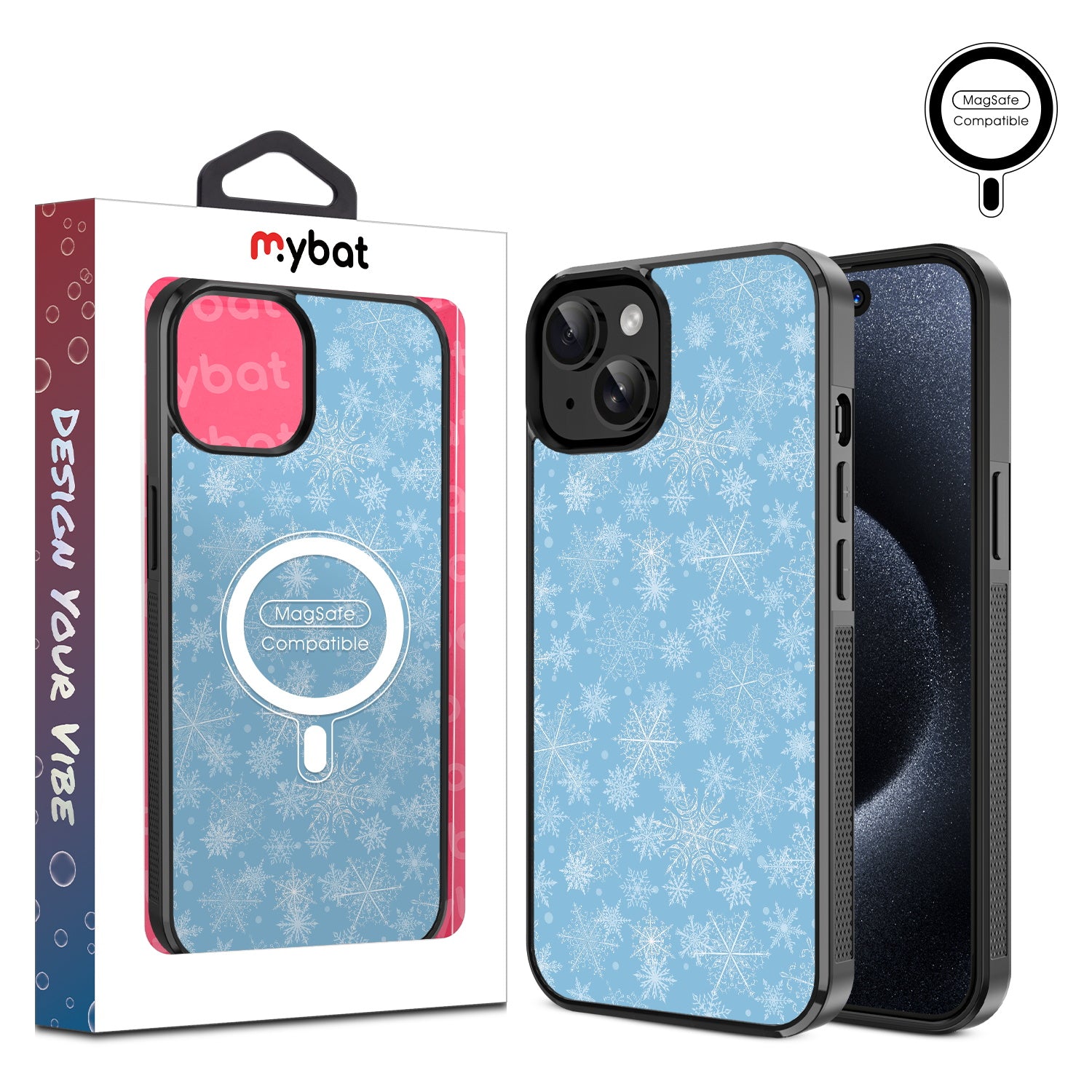 MyBat Design Lab Series MagSafe Case for Apple iPhone 15 (6.1) - Blue Snowflakes