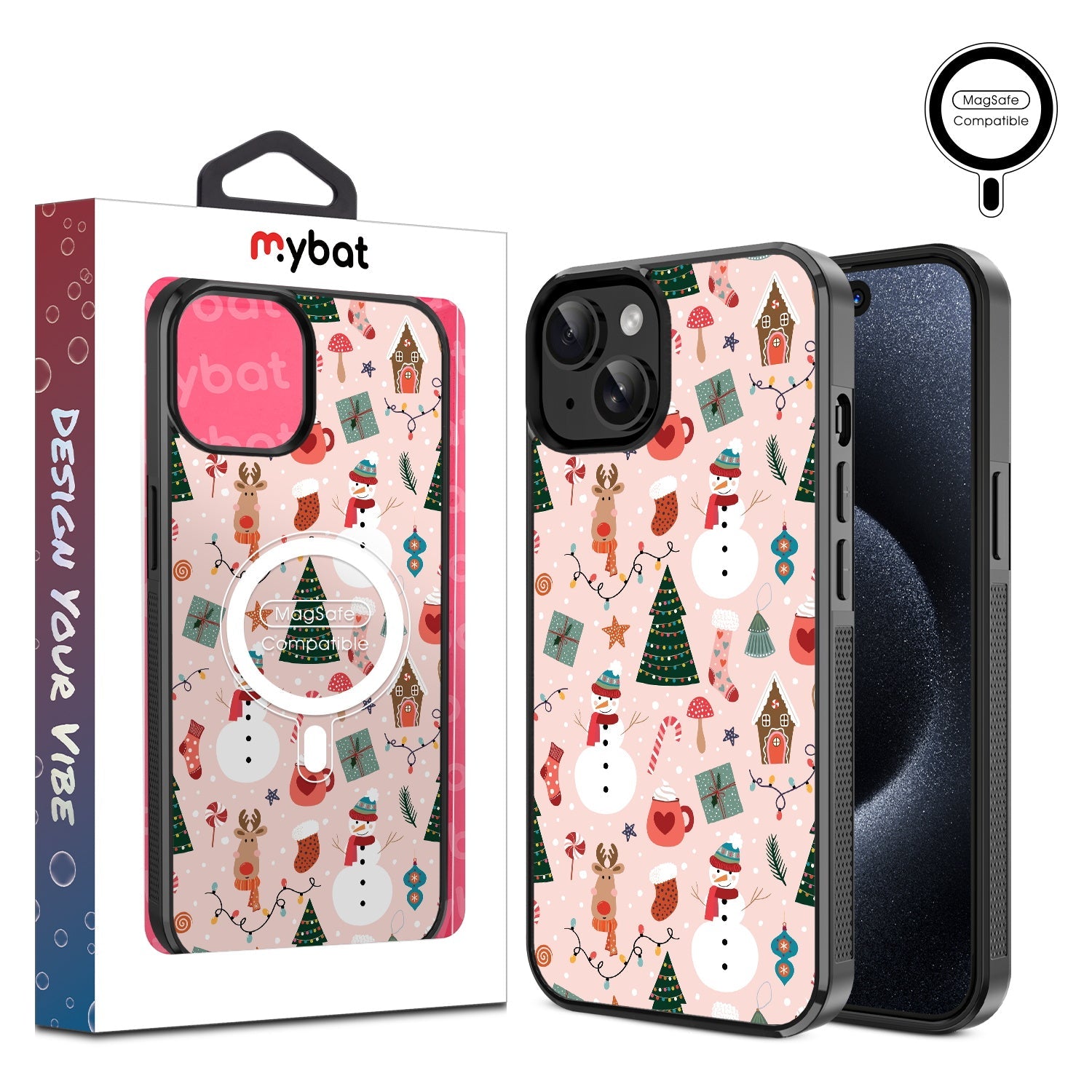 MyBat Design Lab Series MagSafe Case for Apple iPhone 15 (6.1) - Holly Jolly Time