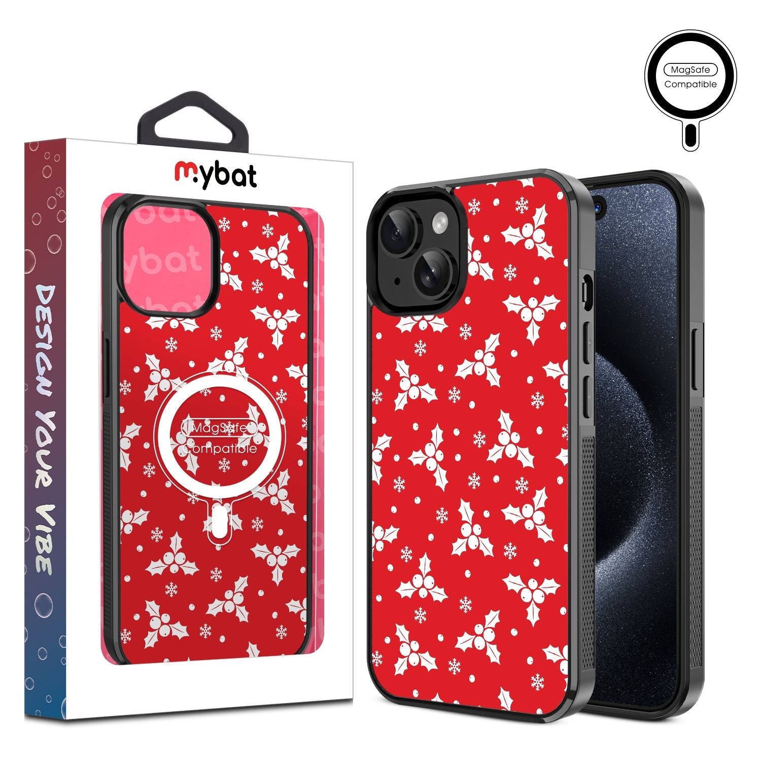 MyBat Design Lab Series MagSafe Case for Apple iPhone 15 (6.1) - Merry Mistletoe