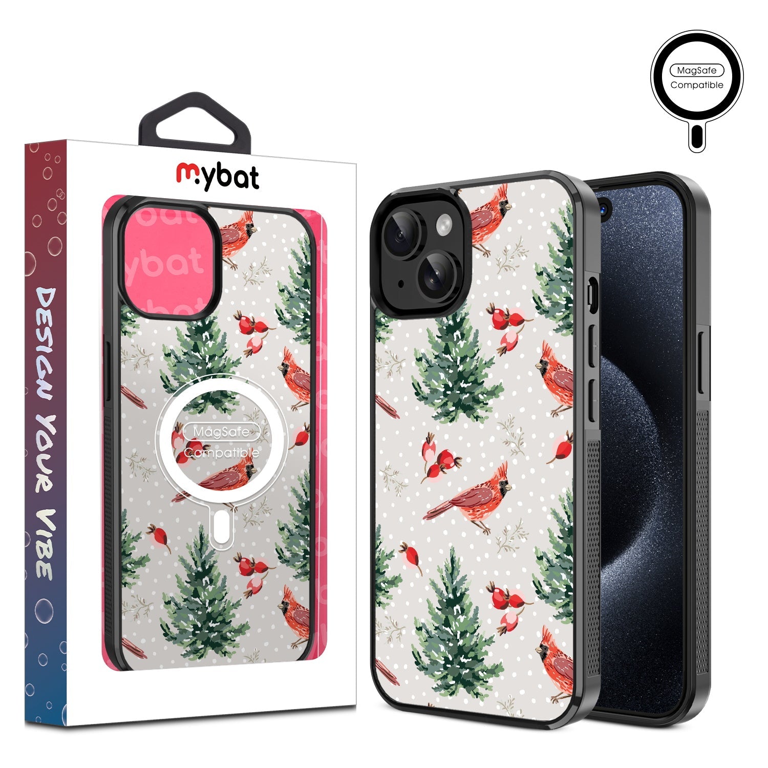 MyBat Design Lab Series MagSafe Case for Apple iPhone 15 (6.1) - Winter Cardinals