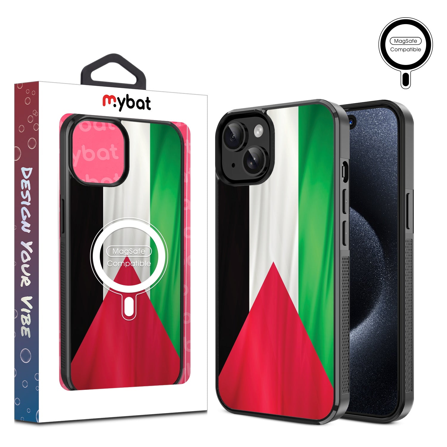 MyBat Design Lab Series MagSafe Case for Apple iPhone 15 (6.1) - Palestine Flag