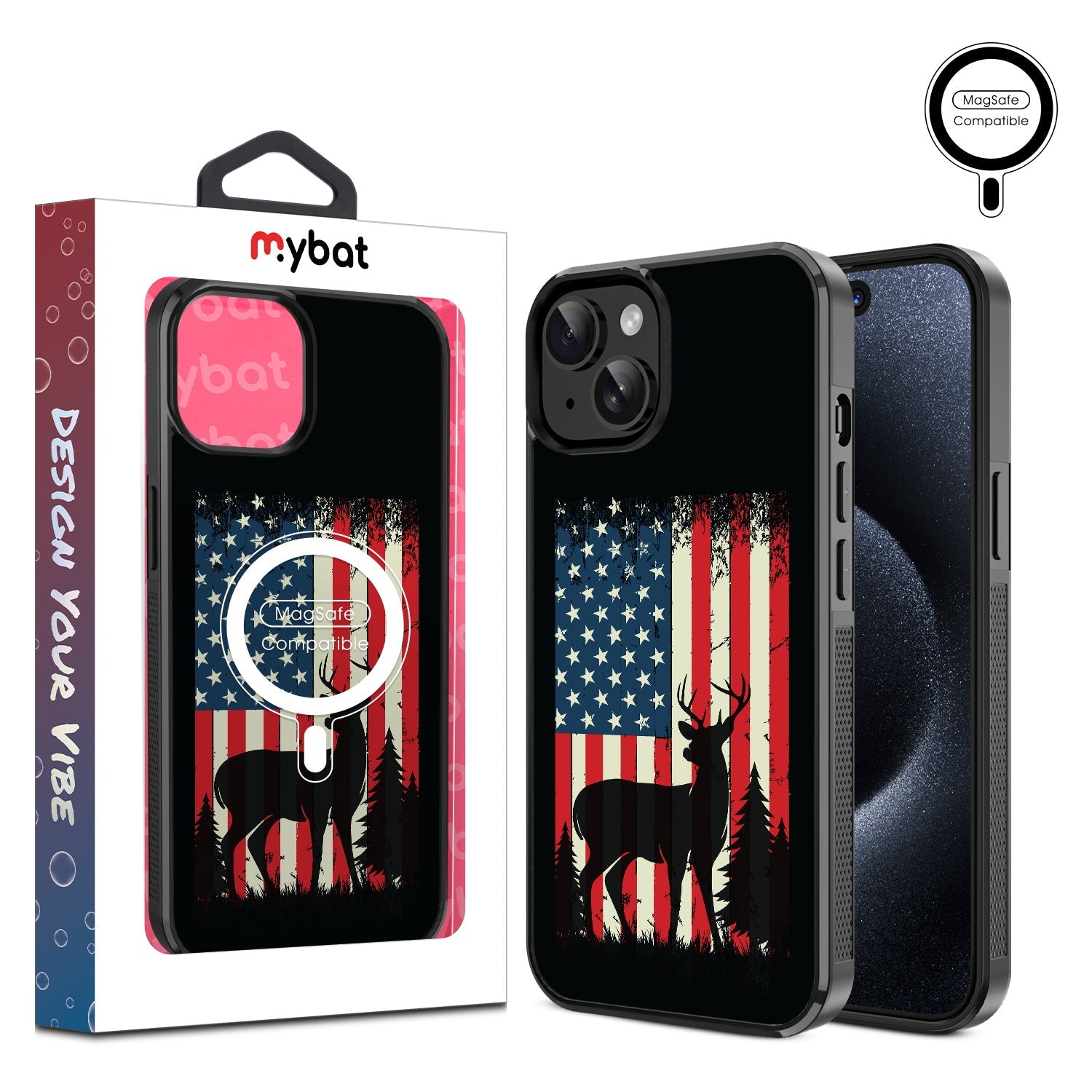 MyBat Design Lab Series MagSafe Case for Apple iPhone 15 (6.1) - Stars, Stripes and Stags