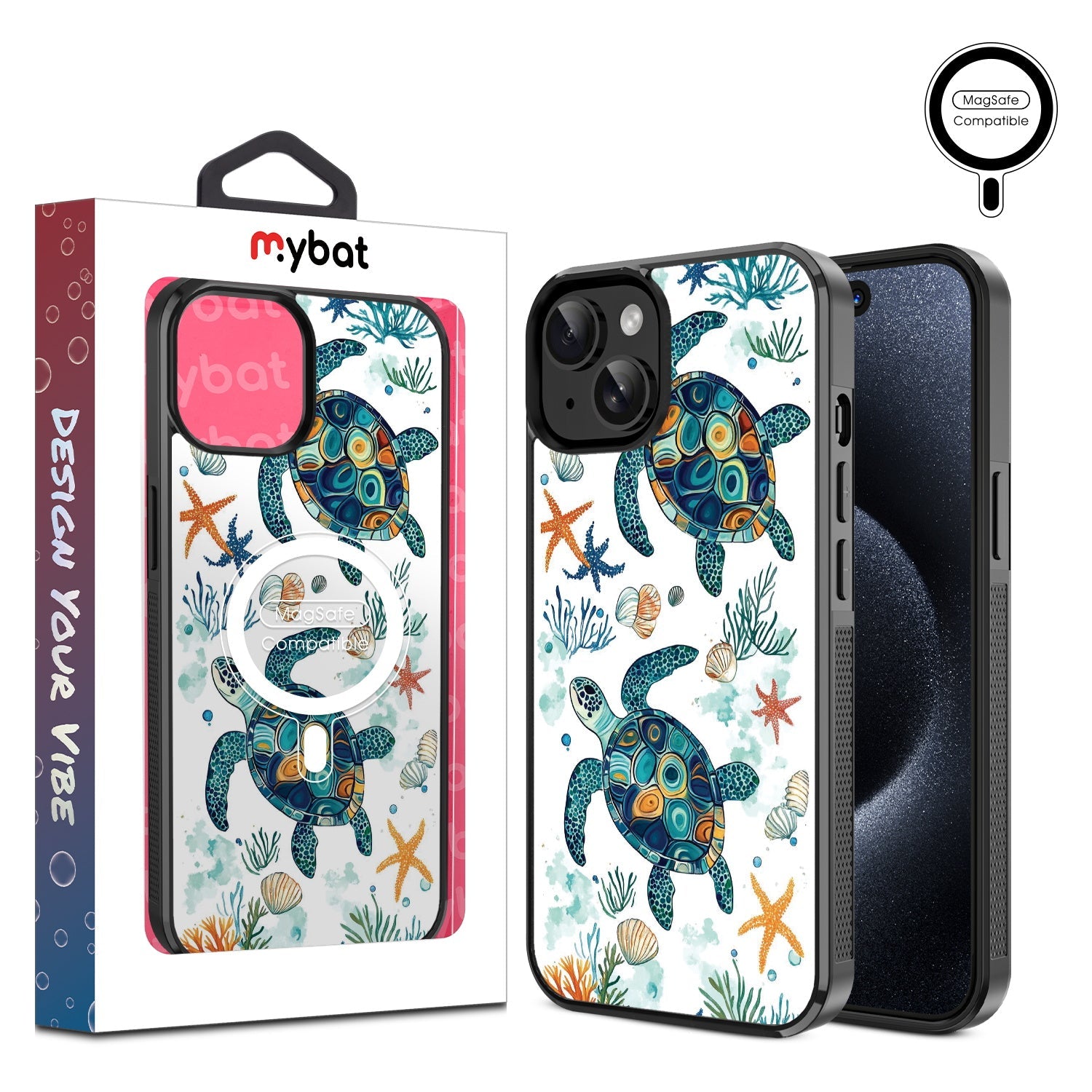MyBat Design Lab Series MagSafe Case for Apple iPhone 15 (6.1) - Sea Turtles