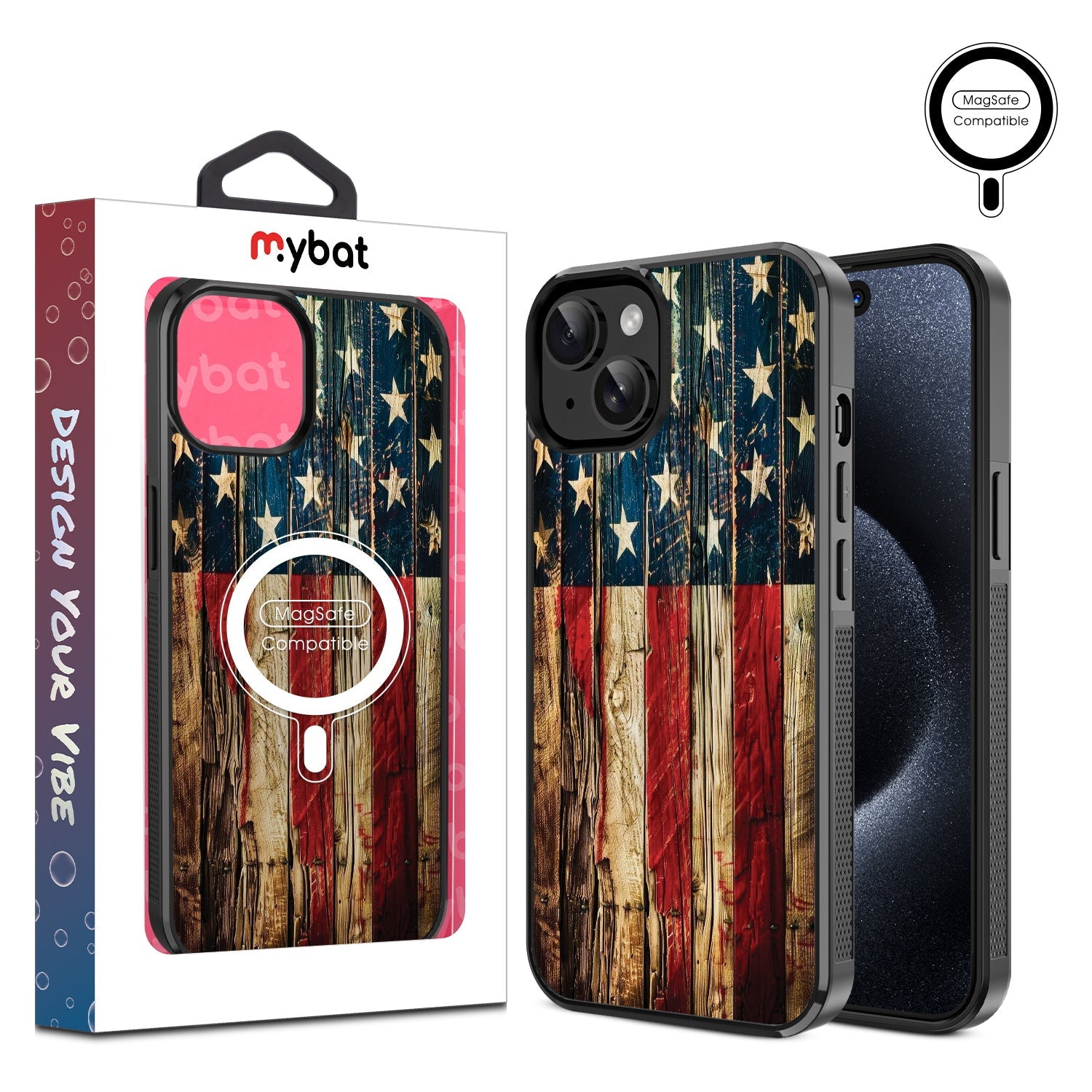 MyBat Design Lab Series MagSafe Case for Apple iPhone 15 (6.1) - US Painted Flag