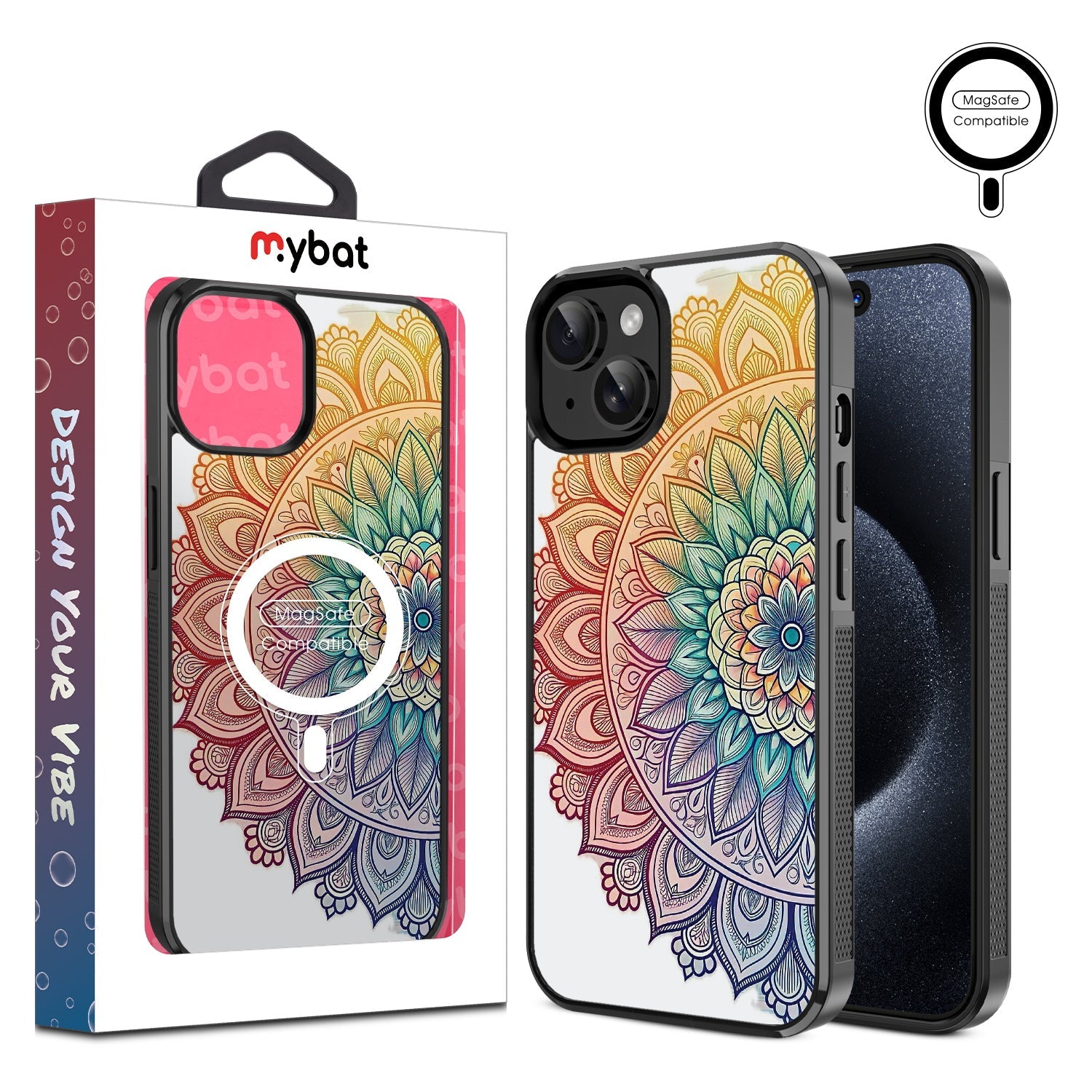 MyBat Design Lab Series MagSafe Case for Apple iPhone 15 (6.1) - Rainbow Mandala