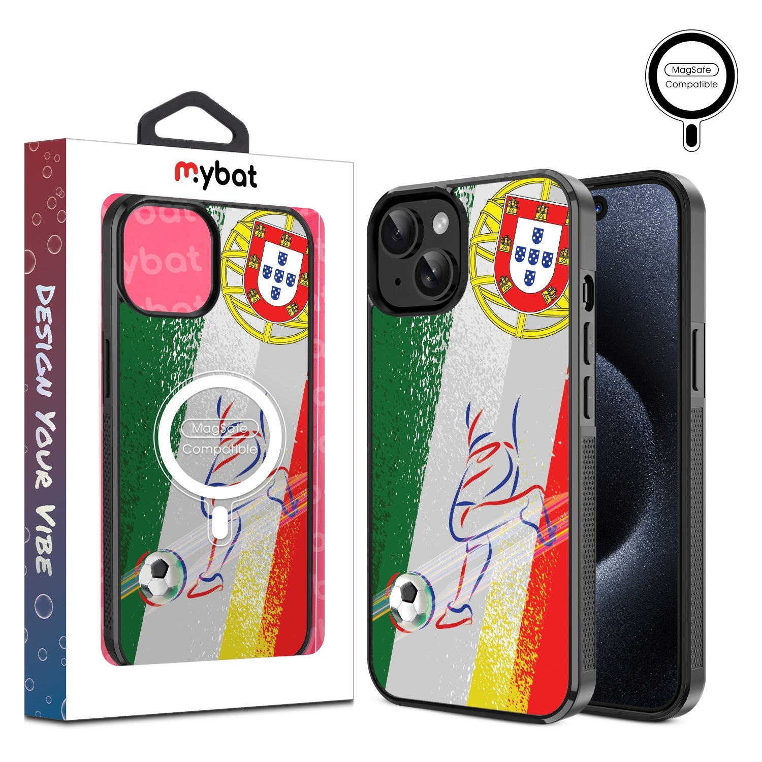 MyBat Design Lab Series MagSafe Case for Apple iPhone 15 – Portugal Soccer