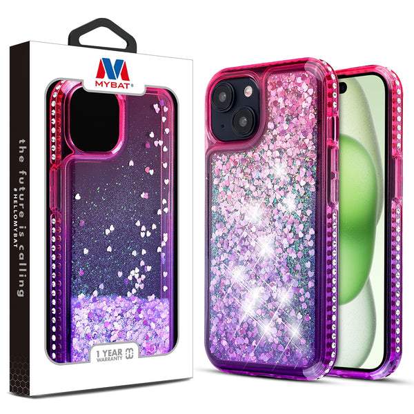 MyBat Quicksand Glitter with Diamonds Protector Cover for Apple iPhone 15 Plus - Purple / Pink  Gradient - MIP15MCSGTMM202-1.jpg