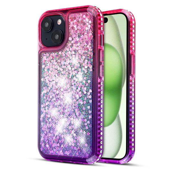 MyBat Quicksand Glitter with Diamonds Protector Cover for Apple iPhone 15 Plus - Purple / Pink  Gradient - MIP15MCSGTMM202-2.jpg
