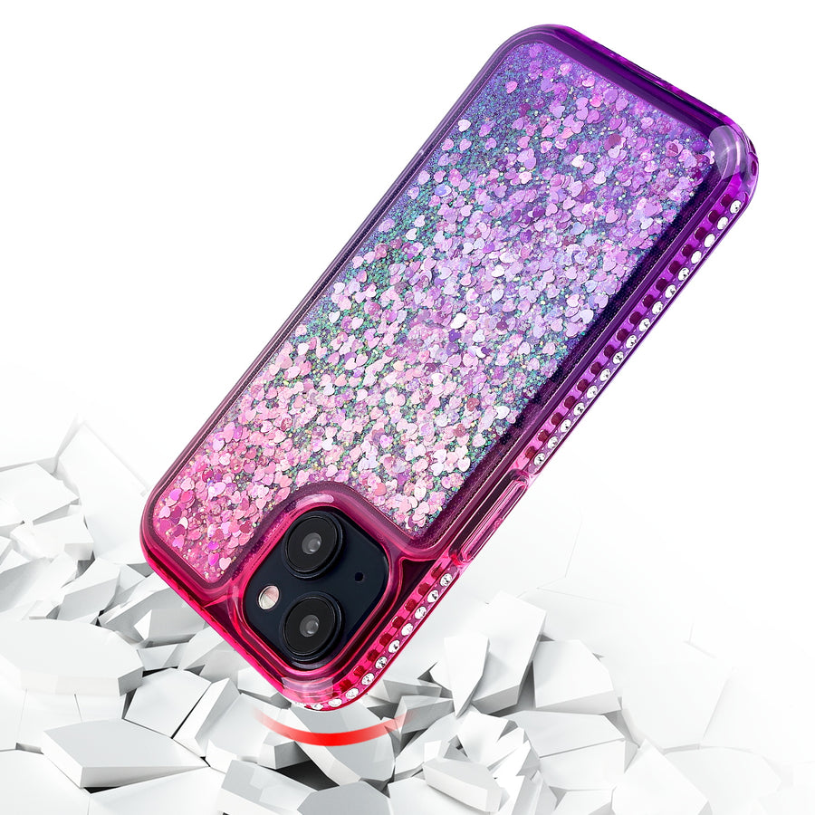 MyBat Quicksand Glitter with Diamonds Protector Cover for Apple iPhone 15 Plus - Purple / Pink  Gradient - MIP15MCSGTMM202-5.jpg