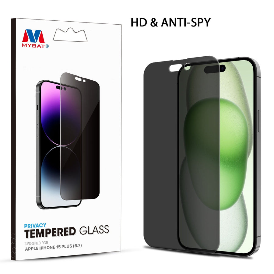 MyBat Privacy Tempered Glass Screen Protector (2.5D) for Apple iPhone 15 Plus - Clear