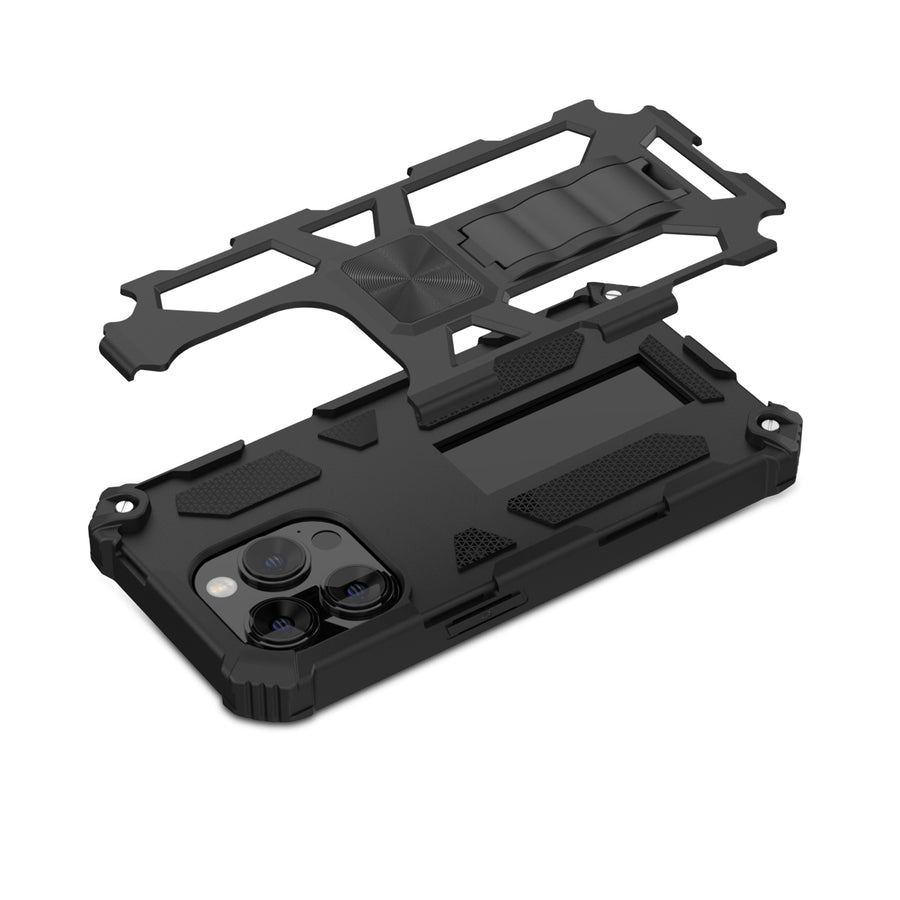 MyBat Sturdy Hybrid Protector Cover (with Stand) for Apple iPhone 15 Pro - Black / Black - MIP15PCSFSSS001-8.jpg
