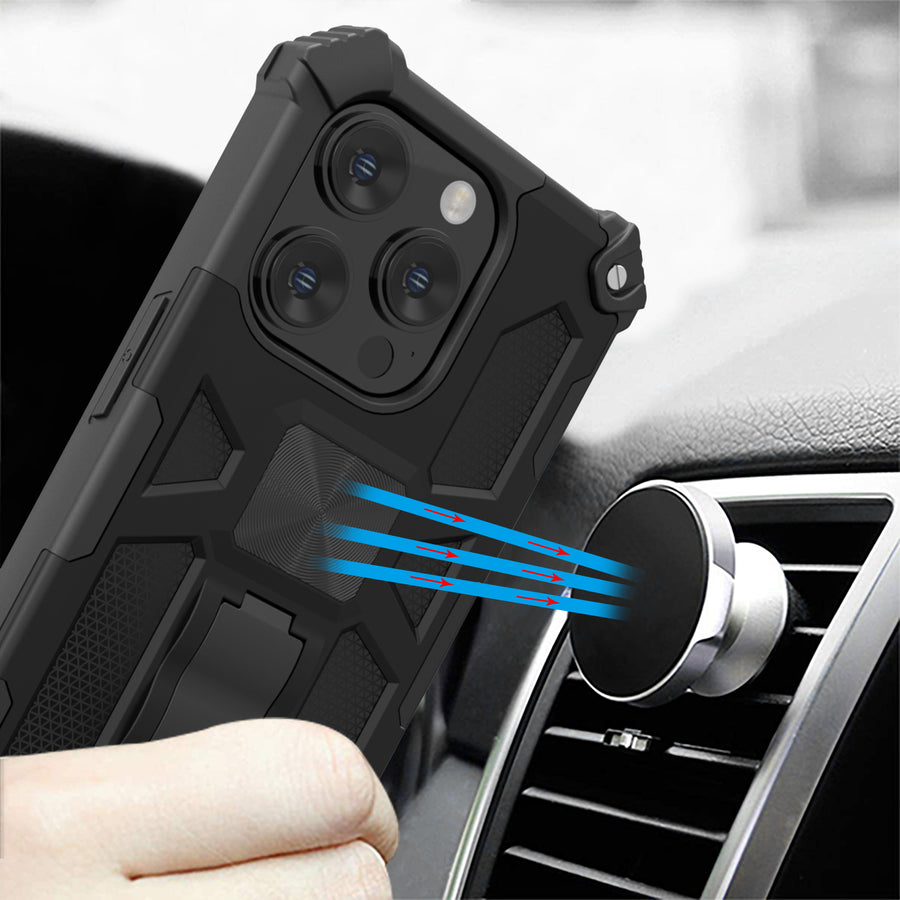 MyBat Sturdy Hybrid Protector Cover (with Stand) for Apple iPhone 15 Pro - Black / Black - MIP15PCSFSSS001-9.jpg