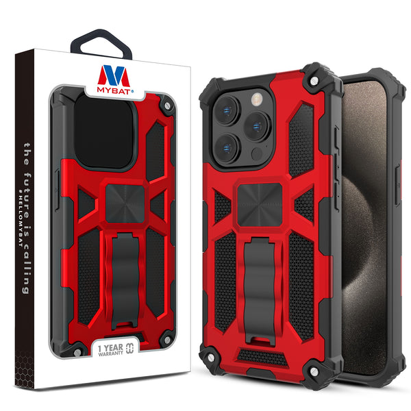MyBat Sturdy Hybrid Protector Cover (with Stand) for Apple iPhone 15 Pro - Red / Black - MIP15PCSFSSS003-1.jpg
