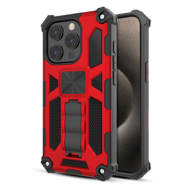 MyBat Sturdy Hybrid Protector Cover (with Stand) for Apple iPhone 15 Pro - Red / Black - MIP15PCSFSSS003-2.jpg