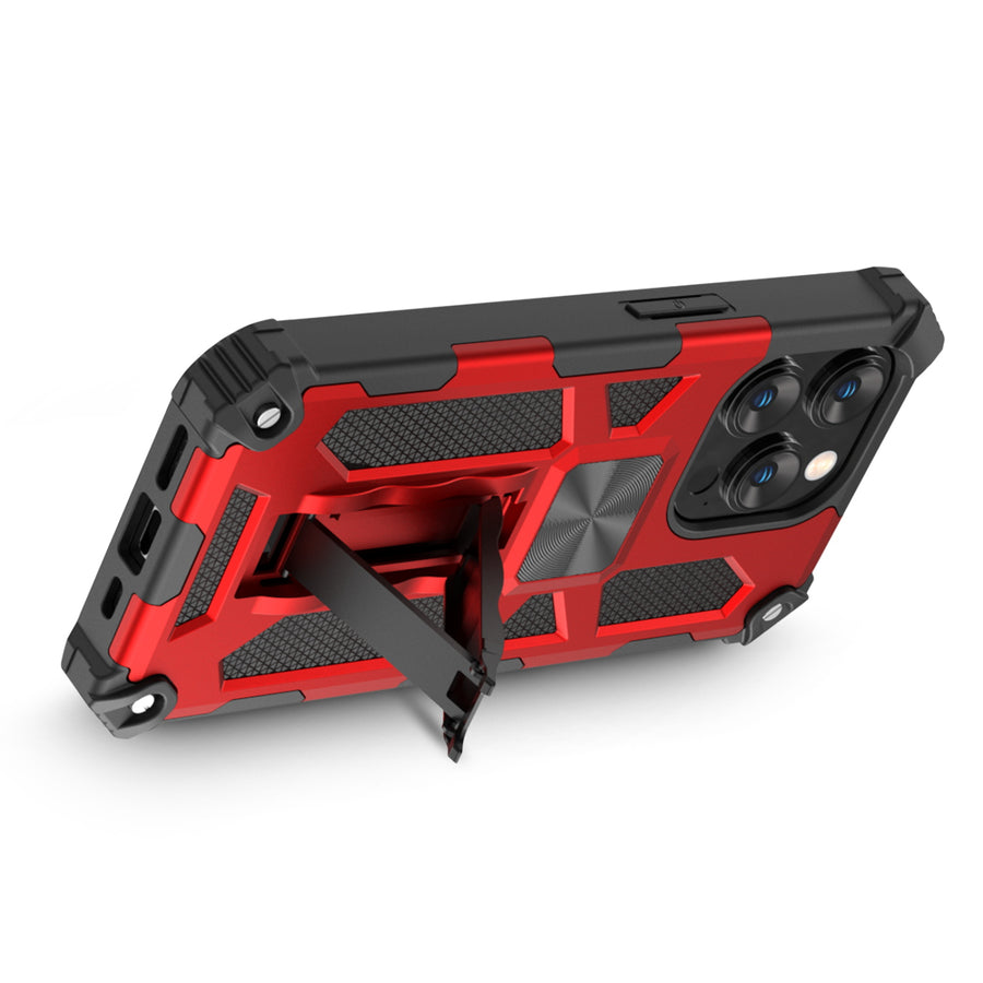 MyBat Sturdy Hybrid Protector Cover (with Stand) for Apple iPhone 15 Pro - Red / Black - MIP15PCSFSSS003-7.jpg