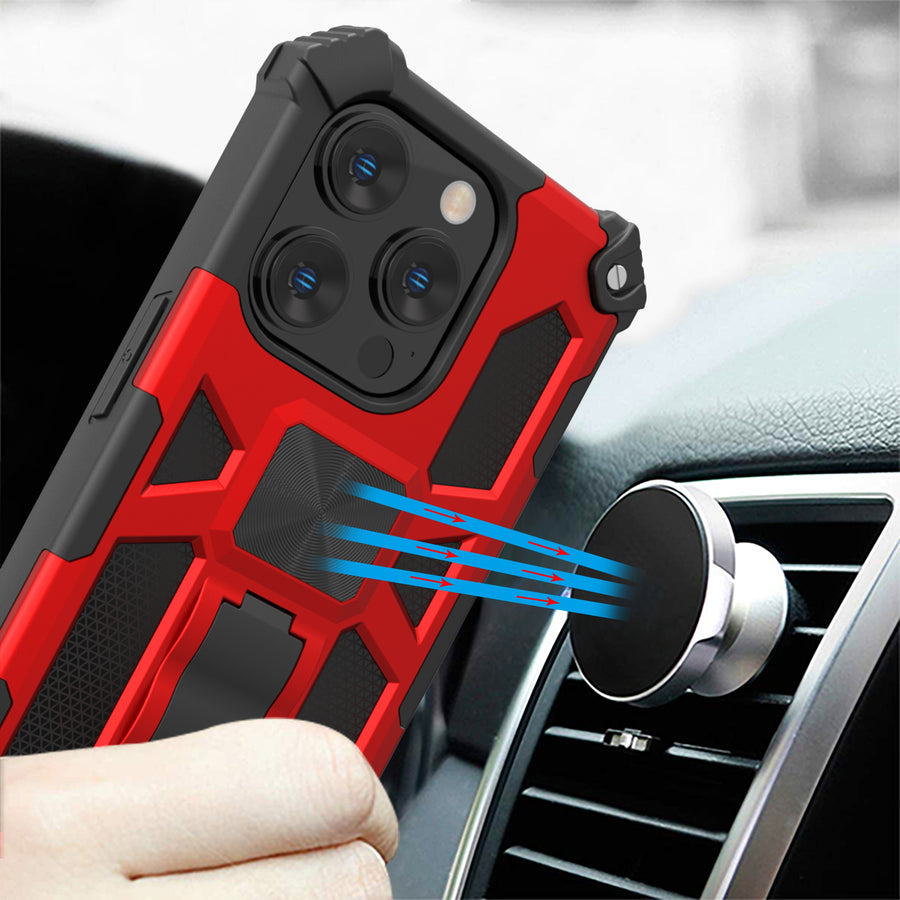 MyBat Sturdy Hybrid Protector Cover (with Stand) for Apple iPhone 15 Pro - Red / Black - MIP15PCSFSSS003-9.jpg