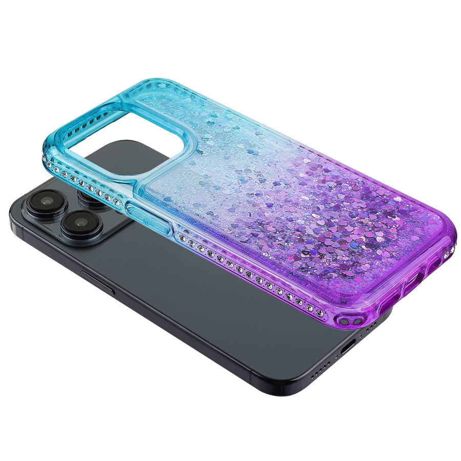 MyBat Quicksand Glitter with Diamonds Protector Cover for Apple iPhone 15 Pro - Purple / Blue Gradient - MIP15PCSGTMM201-7.jpg